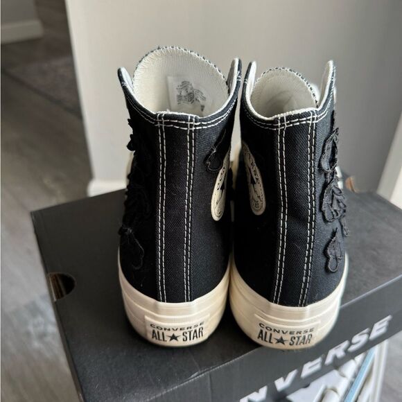 Converse Women Sneaker CTAS 3D Floral Black White Platform High-Top Black size 8 - Picture 6 of 10